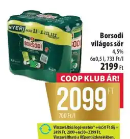 Coop Borsodi világos sör ajánlat