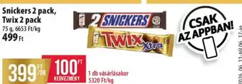 Coop Snickers 2 pack, Twix 2 pack ajánlat