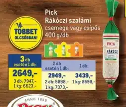 Metro Pick Rákóczi szalámi ajánlat