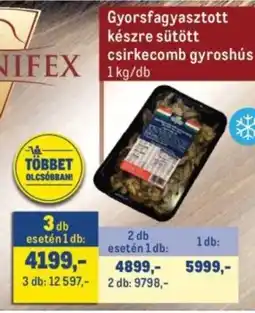 Metro Gyorsfagyasztott készre sütött csirkecomb gyroshús ajánlat