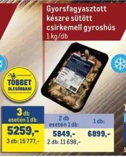 Metro Gyorsfagyasztott készre sütött csirkemell gyroshús ajánlat