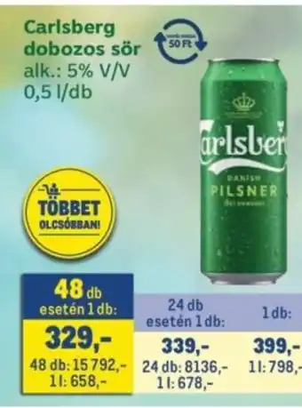 Metro Carlsberg dobozos sör ajánlat