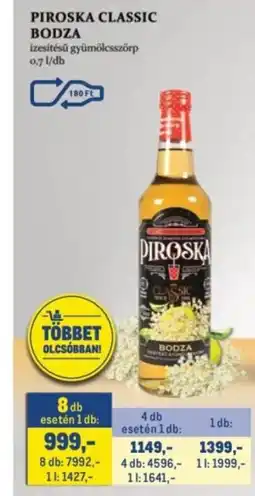 Metro Piroska Classic Bodza ízesítésű gyümölcsszörp ajánlat
