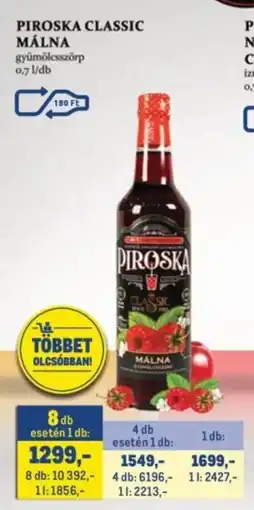 Metro Piroska Classic Málna gyümölcsszörp ajánlat