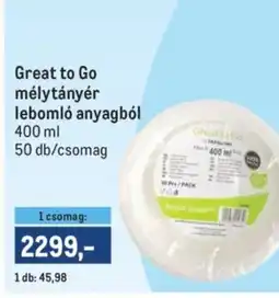 Metro Great to Go mélytányér lebomló anyagból ajánlat