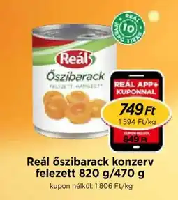 Real Reál őszibarack konzerv felezett ajánlat