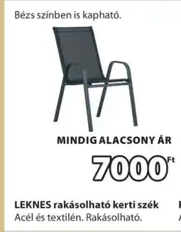 JYSK LEKNES rakásolható kerti szék ajánlat