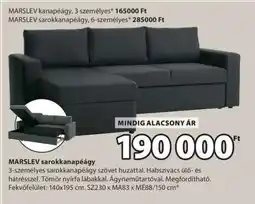 JYSK MARSLEV sarokkanapéágy ajánlat
