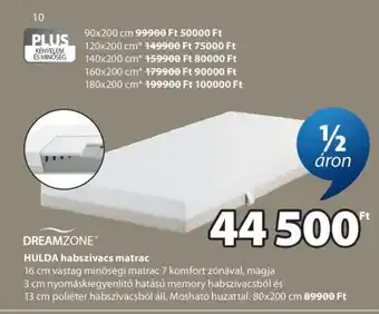 JYSK DREAMZONE HULDA habszivacs matrac ajánlat