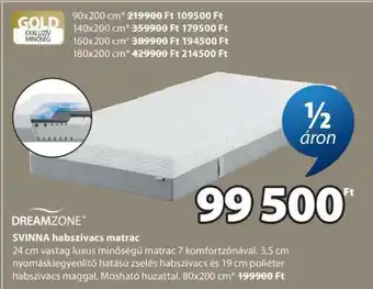 JYSK DREAMZONE SVINNA habszivacs matrac ajánlat