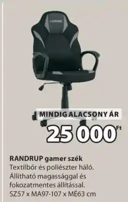 JYSK RANDRUP gamer szék ajánlat