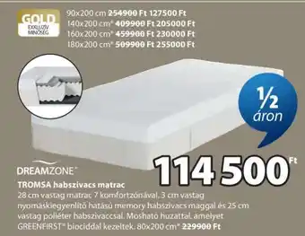 JYSK DREAMZONE TROMSA habszivacs matrac ajánlat