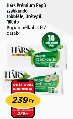 Real Hárs Prémium Papír zsebkendő ajánlat