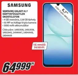 MediaMarkt Samsung Galaxy A17 kártyafüggetlen okostelefon ajánlat
