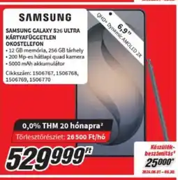 MediaMarkt Samsung galaxy S26 ultra kártyafüggetlen okostelefon ajánlat