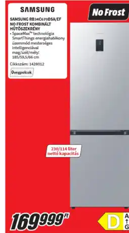 MediaMarkt Samsung RB34C670DSA/EF no frost kombinált hűtőszekrény ajánlat