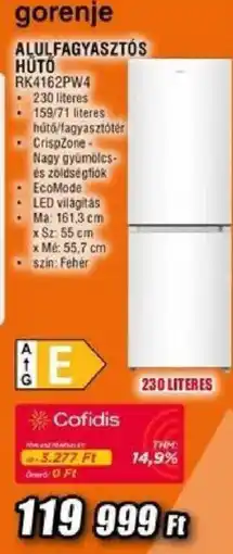 Expert Gorenje alulfagyasztós hűtő ajánlat