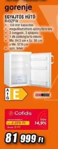 Expert Gorenje egyajtós hűtő ajánlat