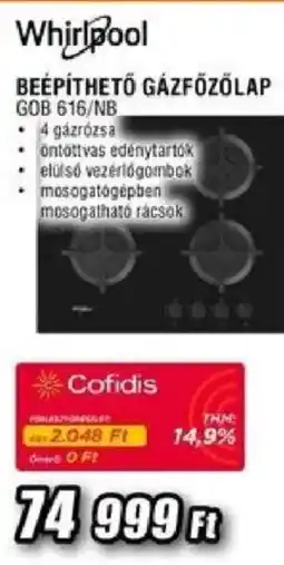 Expert Whirlpool beépíthető gázfőzőlap ajánlat