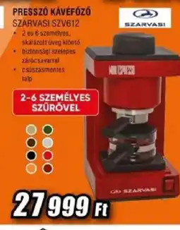 Expert Szarvasi SZV612 presszó kávéfőző ajánlat