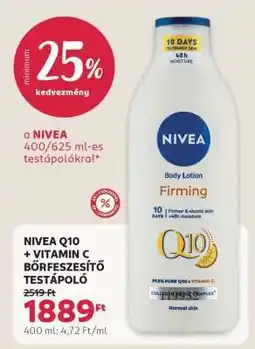 Rossmann NIVEA Q10 + VITAMIN C BŐRFESZESÍTŐ TESTÁPOLÓ ajánlat