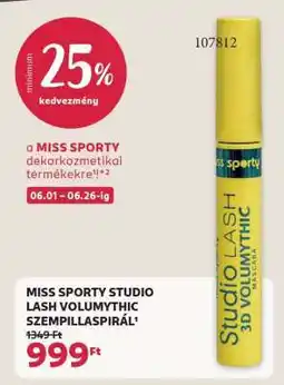 Rossmann MISS SPORTY STUDIO LASH VOLUMYTHIC SZEMPILLASPIRÁL ajánlat