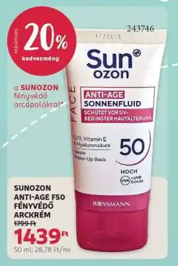 Rossmann SUNOZON ANTI-AGE F50 FÉNYVÉDŐ ARCKRÉM ajánlat