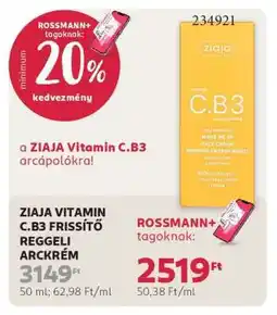 Rossmann ZIAJA VITAMIN C.B3 FRISSÍTŐ REGGELI ARCKRÉM ajánlat