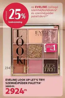 Rossmann EVELINE LOOK UP LET’S TRY! SZEMHÉJPÚDER PALETTA ajánlat