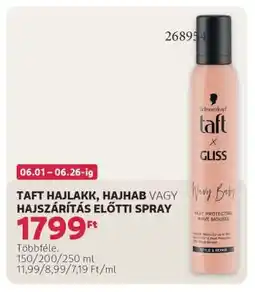 Rossmann TAFT HAJLAKK, HAJHAB VAGY HAJSZÁRÍTÁS ELŐTTI SPRAY ajánlat