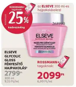 Rossmann ELSEVE GLYCOLIC GLOSS FÉNYESÍTŐ HAJPAKOLÁS ajánlat