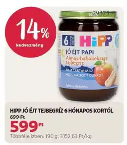 Rossmann HIPP JÓ ÉJT TEJBEGRÍZ 6 HÓNAPOS KORTÓL ajánlat