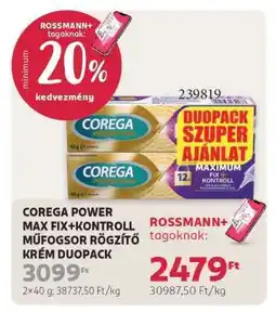 Rossmann COREGA POWER MAX FIX+KONTROLL MŰFOGSOR RÖGZÍTŐ KRÉM DUOPACK ajánlat