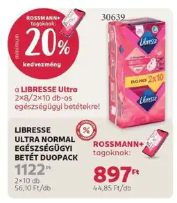 Rossmann LIBRESSE ULTRA NORMAL EGÉSZSÉGÜGYI BETÉT DUOPACK ajánlat