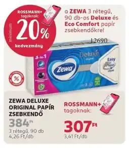 Rossmann ZEWA DELUXE ORIGINAL PAPÍR ZSEBKENDŐ ajánlat