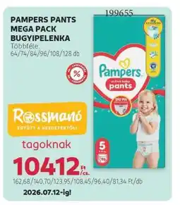 Rossmann PAMPERS PANTS MEGA PACK BUGYIPELENKA ajánlat