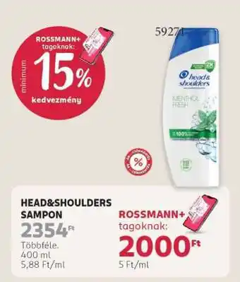 Rossmann HEAD & SHOULDERS Sampon ajánlat