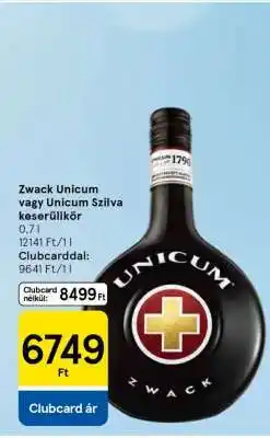Tesco Zwack Unicum vagy Unicum Szilva keserűlikőr ajánlat