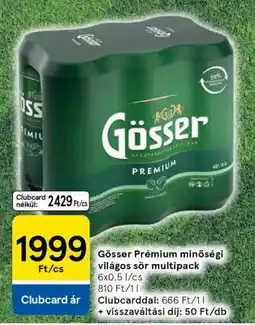 Tesco Gösser Prémium minőségi világos sör multipack ajánlat