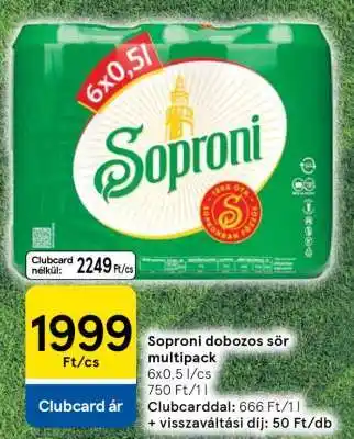 Tesco Soproni Dobozos Sör Multipack ajánlat