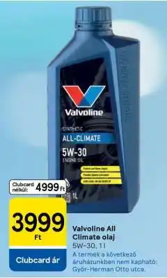 Tesco Valvoline All Climate olaj ajánlat