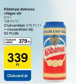 Tesco Kőbányai dobozos világos sör ajánlat