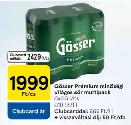 Tesco Gösser Prémium minőségi világos sör multipack ajánlat