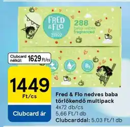 Tesco Fred & Flo nedves baba törlőkendő multipack ajánlat