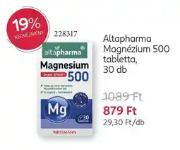 Rossmann Altapharma Magnézium 500 tabletta, 30 db ajánlat