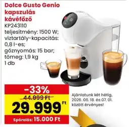Interspar Dolce Gusto Genio kapszulás kávéfőző ajánlat