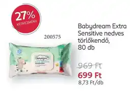 Rossmann Babydream Extra Sensitive nedves törlőkendő, 80 db ajánlat