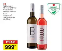 Interspar BB Szürkebarát félédes fehérbor Rosé Cuvée félédes rosébor ajánlat