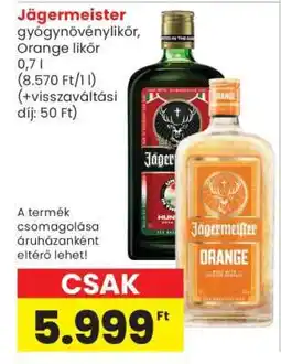 Spar Jägermeister gyógynövénylikőr, Orange likőr ajánlat