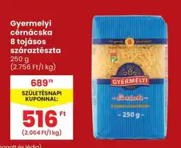 Spar Gyermelyi cérnácska 8 tojásos száraztészta ajánlat